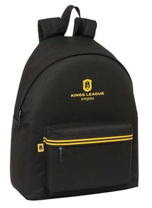 Sac à dos enfant Kings League avec poche avant et dos rembourré, noir
