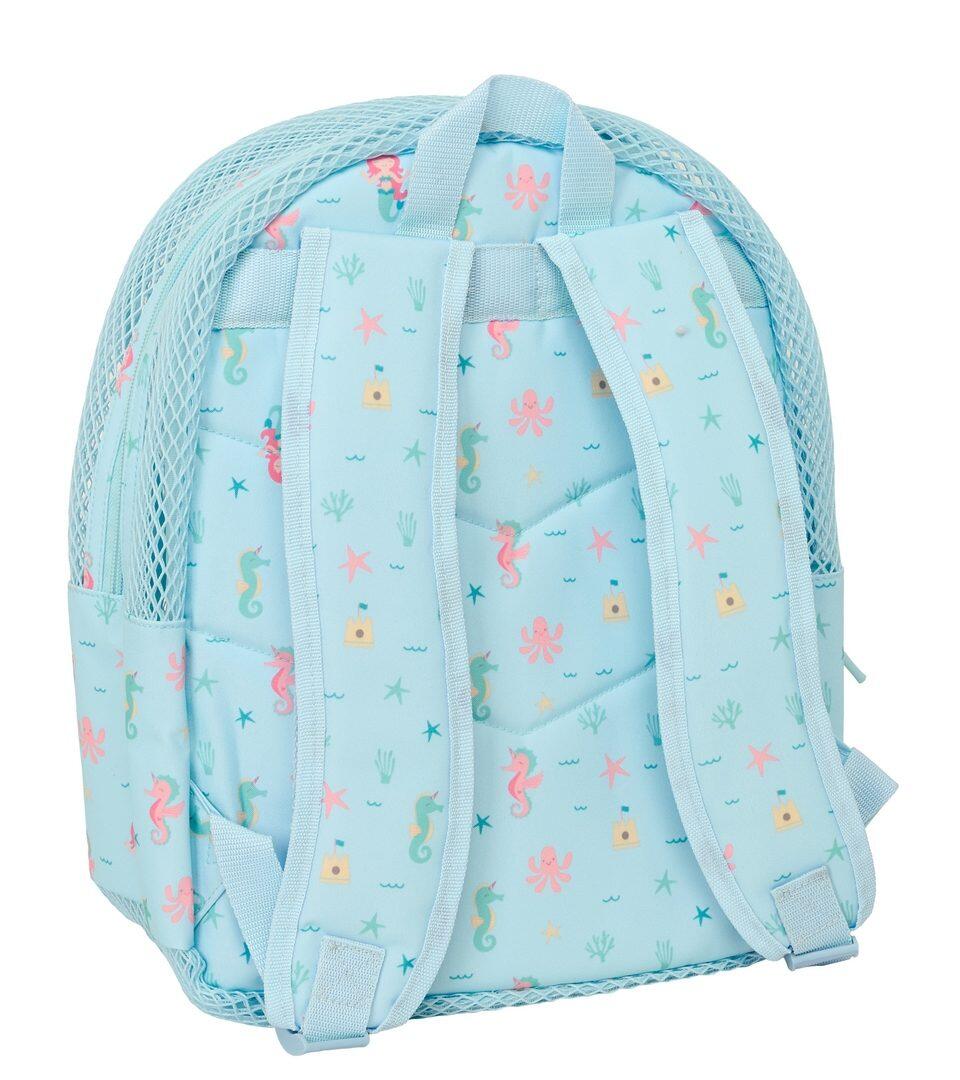 Mochila infantil Sereia em malha anti-areia com zíper - Azul claro 2/3
