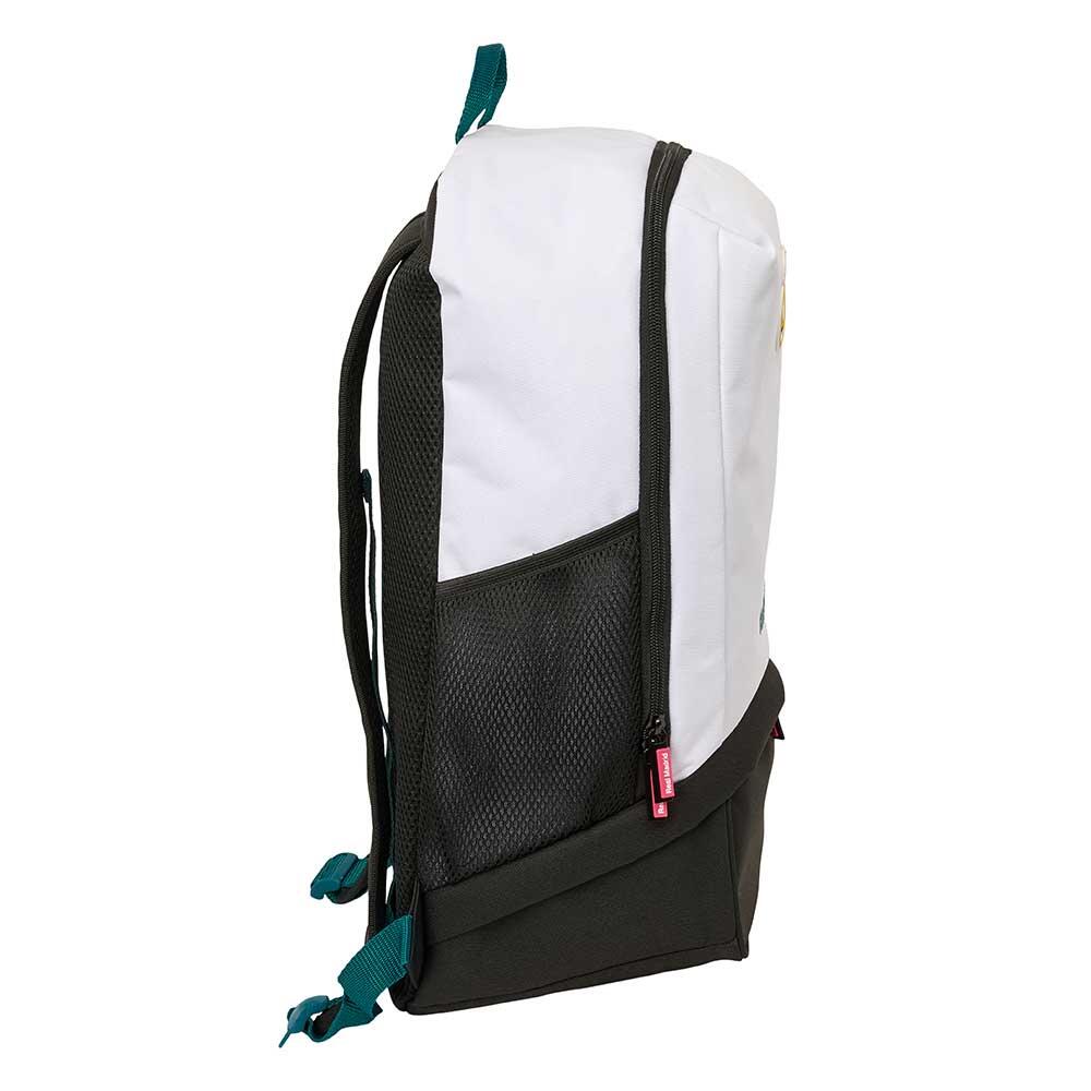 Mochila infantil Real Madrid com suporte para garrafa de água, branca e preta. 3/5