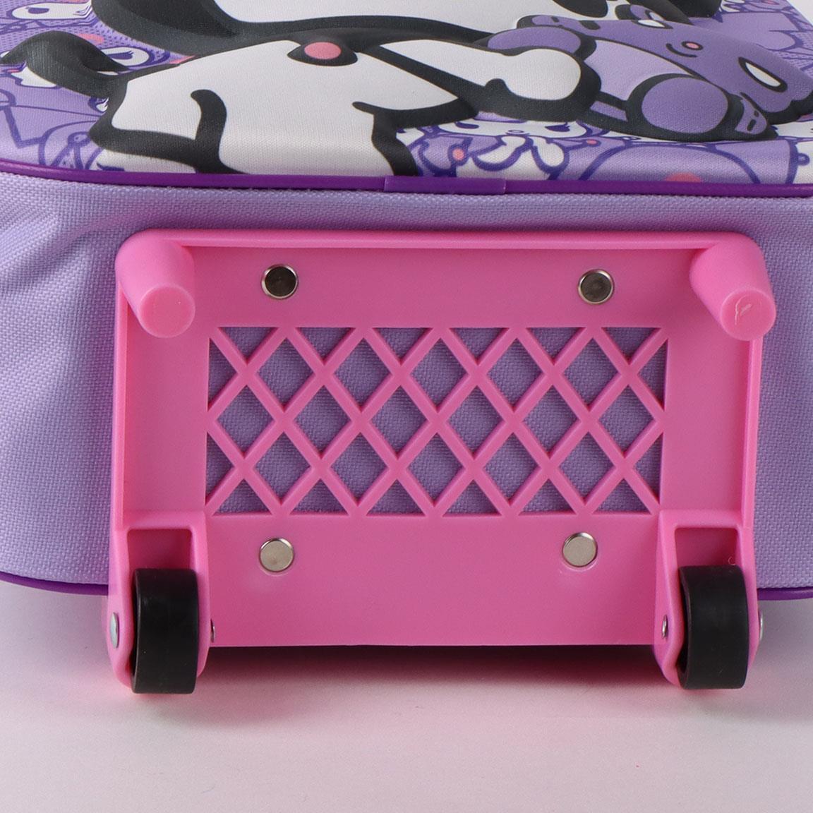 Zaino trolley per bambini Hello Kitty Kuromi 3D con ruote, in poliestere viola 4/6