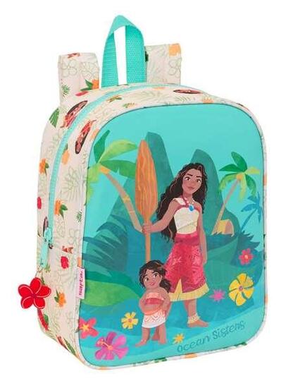 Mochila Infantil 3D Vaiana con Portabotellas y Asas Acolchadas Azul y Roja