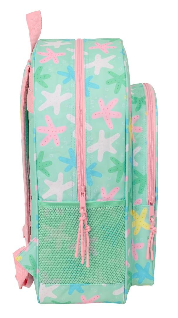 Mochila escolar infantil com estampa de estrelas, adaptável a carrinhos de 3/3