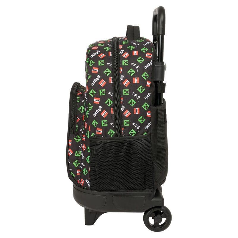 Mochila escolar infantil Minecraft com rodinhas e porta-garrafa - Preta 3/3