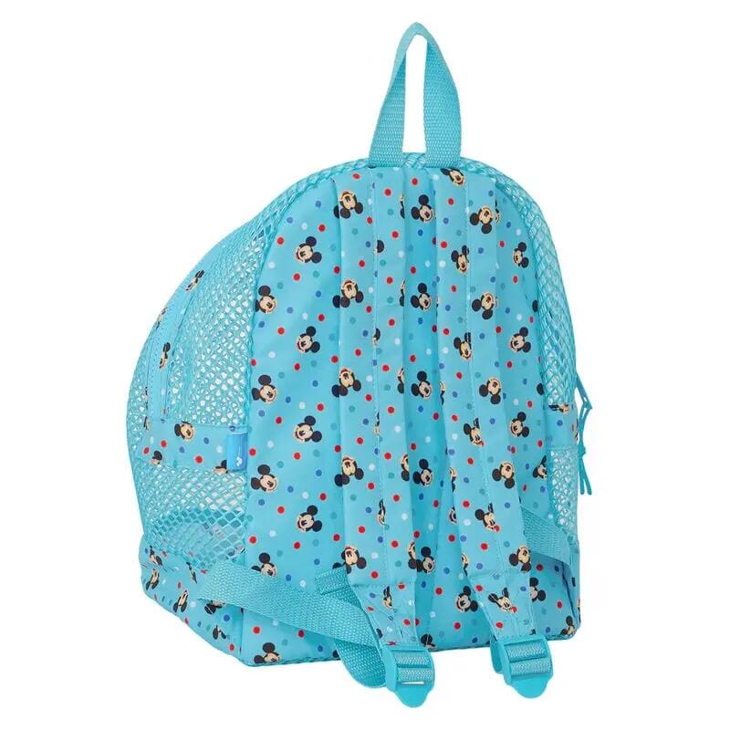 Mochila infantil Mickey Mouse em tela impermeável com zíper turquesa. 2/4