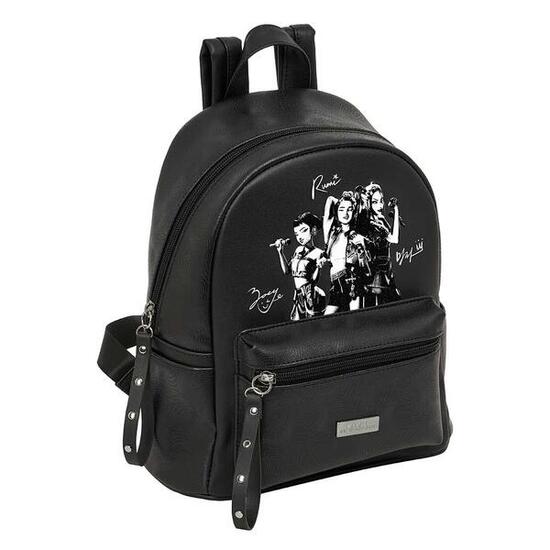 Mini K-Pop Dämonenjäger Kinderrucksack mit Vordertasche – Schwarz