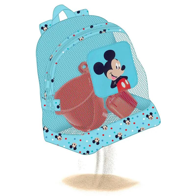 Mochila infantil Mickey Mouse em tela impermeável com zíper turquesa. 4/4