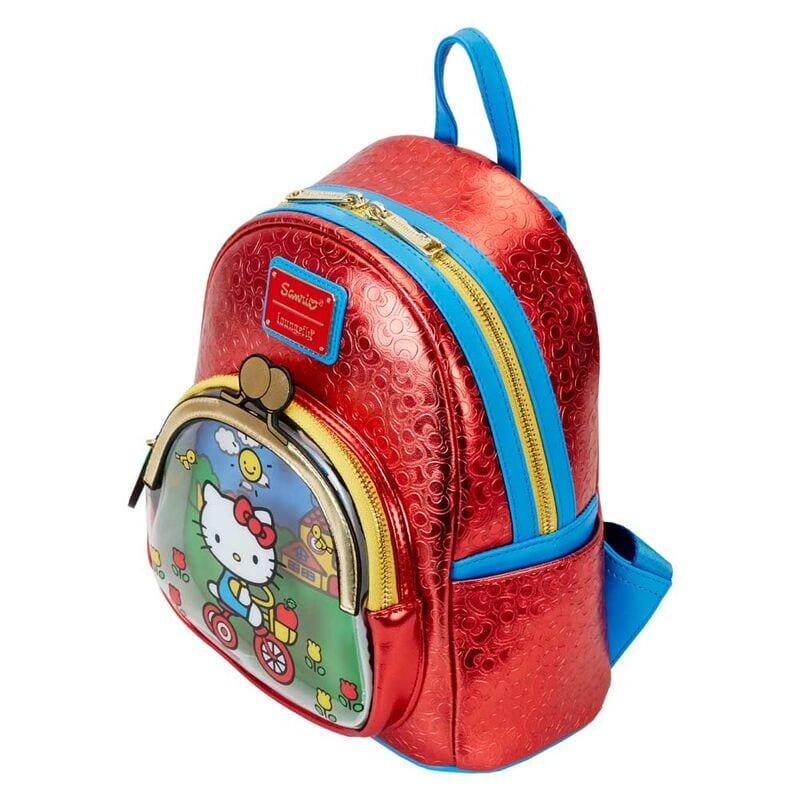 Mochila infantil Hello Kitty de 50º aniversário com alças ajustáveis, vermelha 3/4