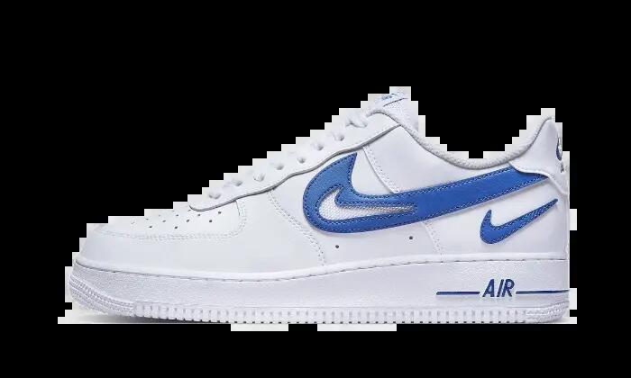 Scarpe - basse, swoosh ritagliato - air force 1 '07 fm - bianco/game royal 1/3