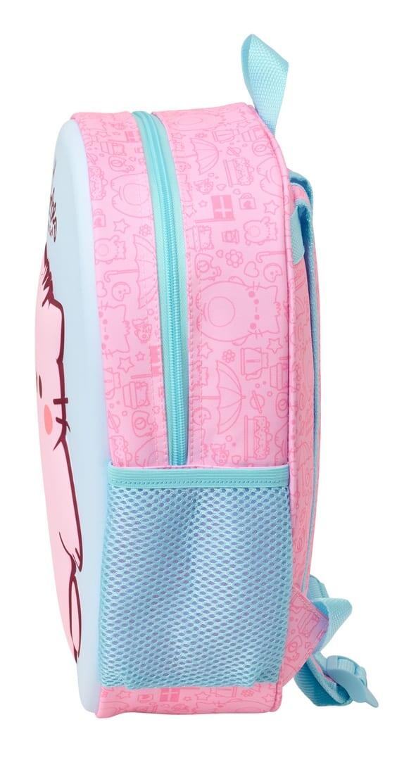 Sac à dos enfant Pembe 3D avec porte-bouteille et poignées rembourrées, rose et 3/3