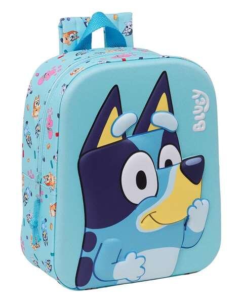 Bluey 3D Kinderrucksack mit Reißverschluss und Flaschenhalter, Hellblau 5/5