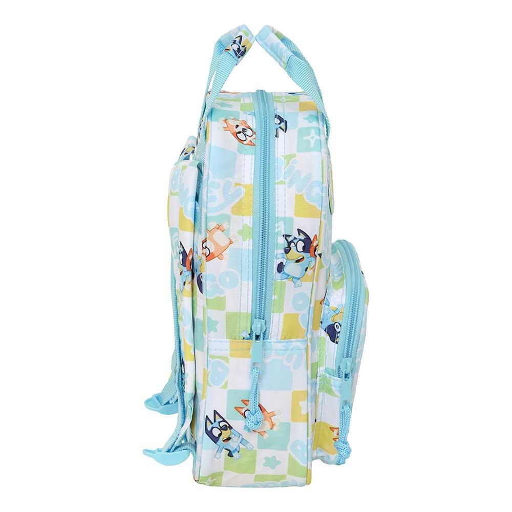Mochila infantil Bluey com bolso frontal e alças acolchoadas, azul claro 3/3