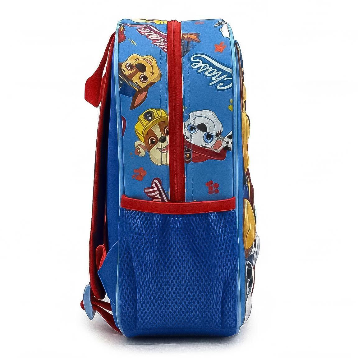 Mochila escolar infantil 3D da Patrulha Canina em poliéster e EVA, azul. 3/6