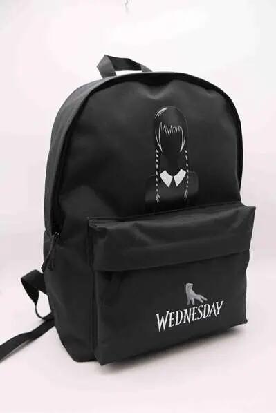 Mochila infantil Wednesday em poliéster com compartimento para laptop e bolso 2/5