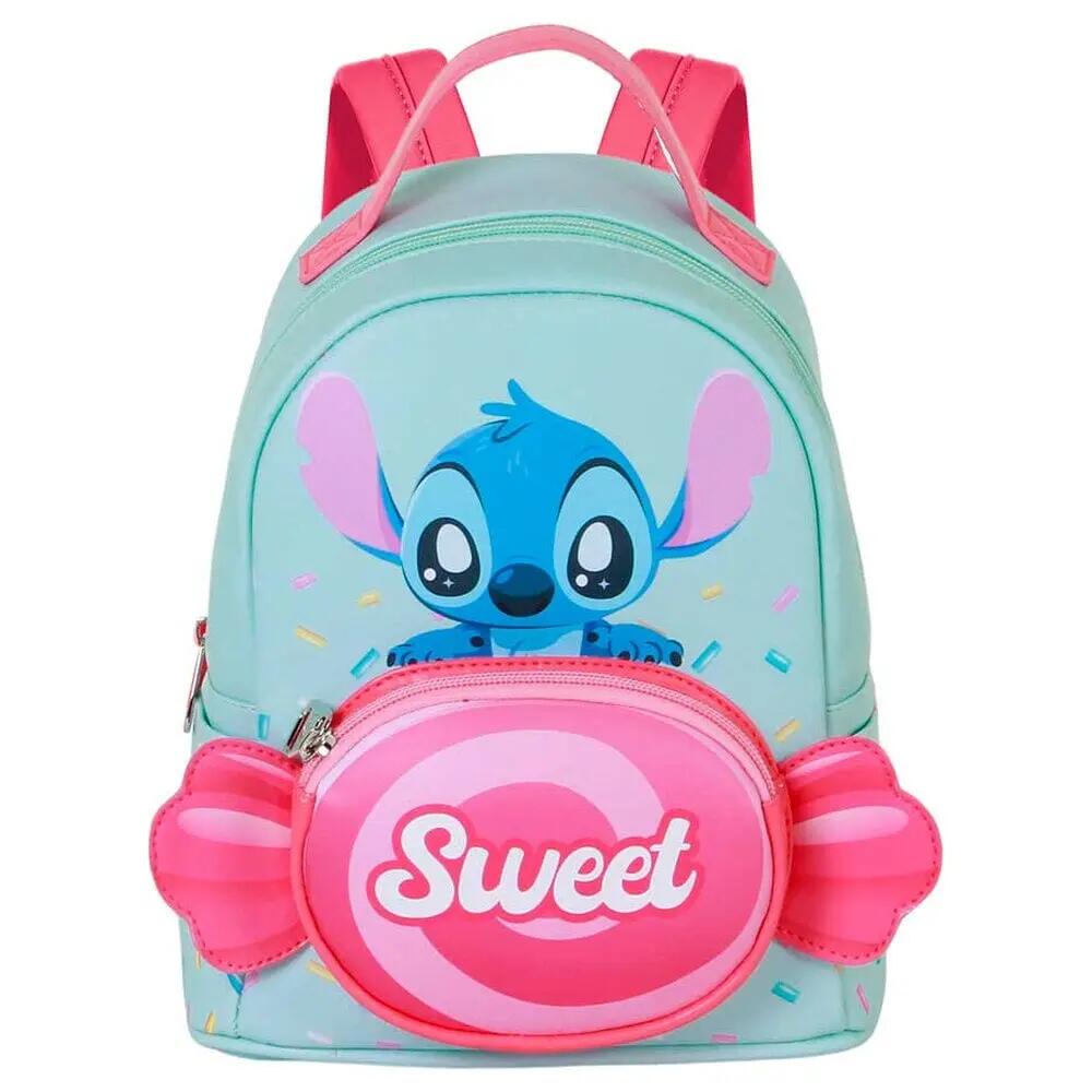 Zainetto per bambini Stitch Candy con tasca frontale, 25 cm, turchese e rosa 2/4