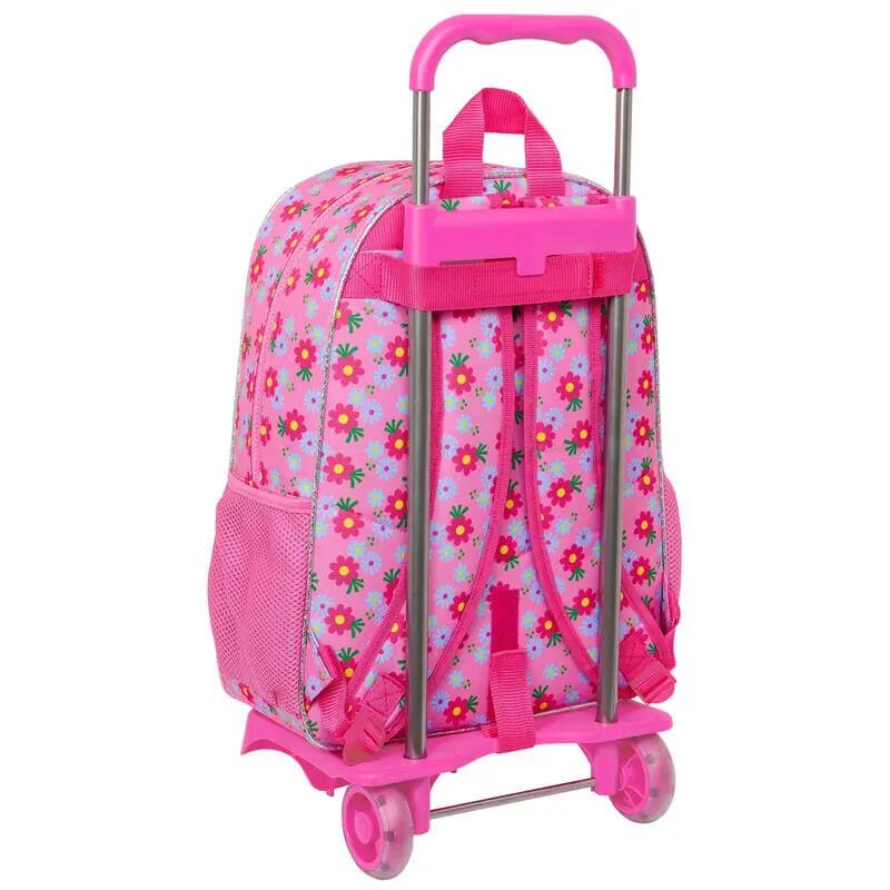 Mochila Escolar Infantil Trolls 3 con Carro y Ruedas con Bolsillo Frontal Rosa 2/3
