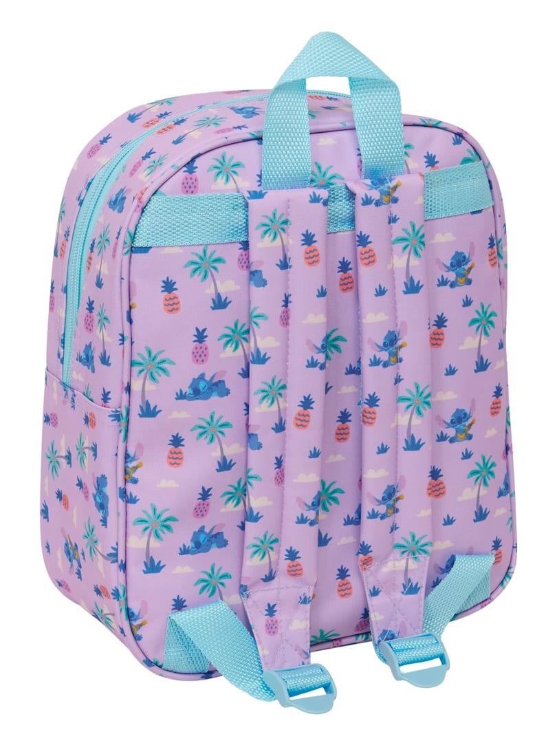 Mochila infantil Stitch 3D com zíper e alça superior, rosa e azul. 2/3