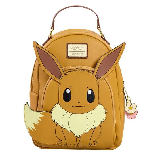 Sac à dos adulte Pokémon Eevee en cuir végan avec poche avant, marron