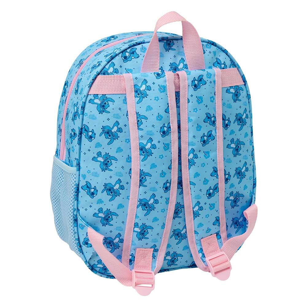 Mochila infantil Stitch 3D com LED e porta-garrafa - Rosa e Azul 3/4