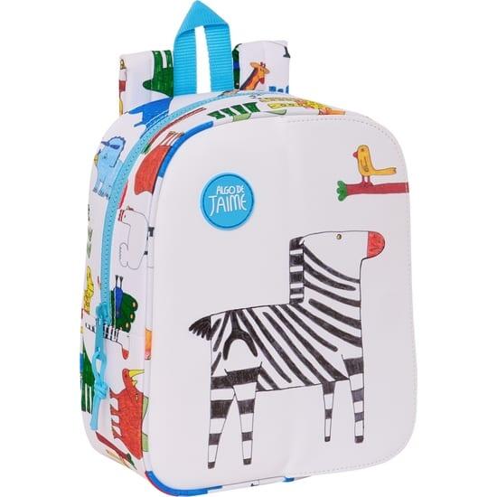Mochila infantil para berçário da Algo de Jaime, adaptável a carrinho, branca. 4/5