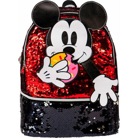 Mochila escolar infantil do Mickey Mouse com alças ajustáveis ​​e zíper vermelho 2/3