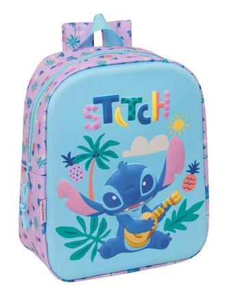 Sac à dos Stitch 3D pour enfants avec porte-bouteille et bretelles rembourrées