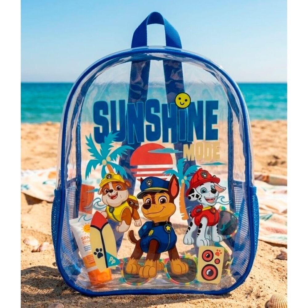 Mochila infantil Patrulha Canina, PVC transparente, 31 cm, com tela azul. 3/4