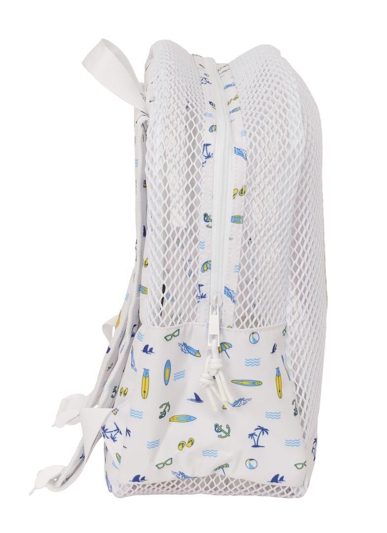 Mochila infantil Real Madrid em malha respirável com zíper, branca. 3/3