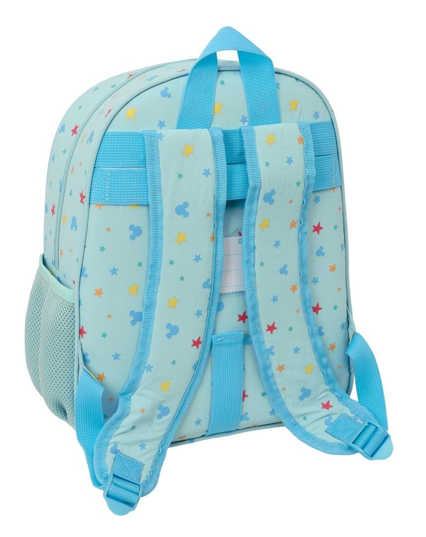 Mochila infantil Mickey Mouse para bebês, adaptável a carrinhos de bebê, com 2/3