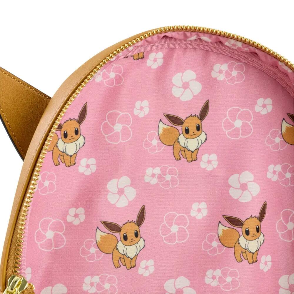 Mochila Pokémon Eevee para adultos em couro vegano com bolso frontal, marrom. 4/4