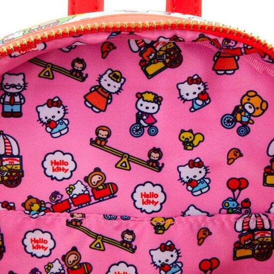 Mochila infantil Hello Kitty de 26 cm com zíper branco e vermelho 3/3