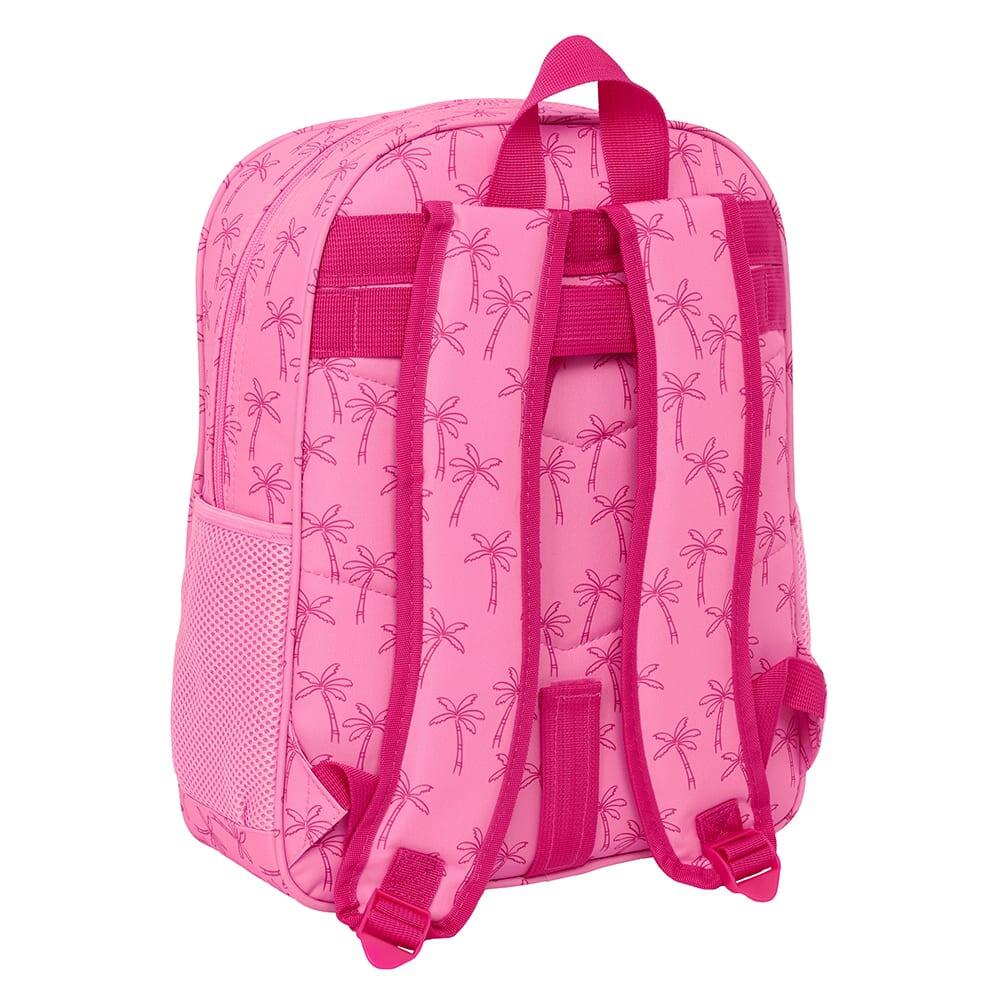 Mochila escolar infantil Stitch com bolso frontal e porta-garrafa, rosa. 2/3