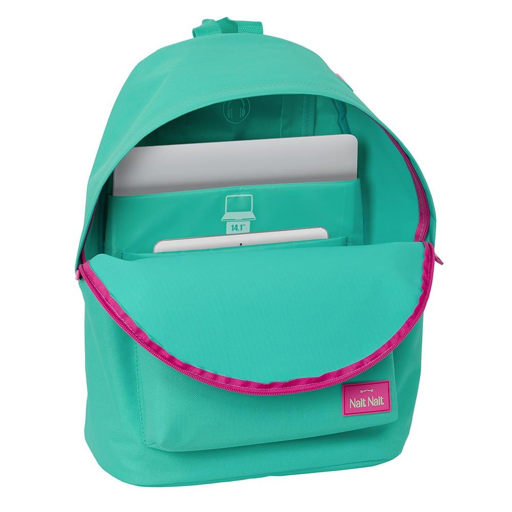 Mochila Nait Nait para laptop de 14,1" com bolso frontal - Verde 4/5