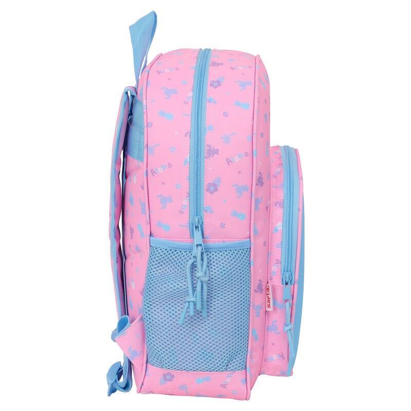 Mochila escolar infantil Stitch, adaptável a carrinhos, com bolso frontal, rosa. 3/3