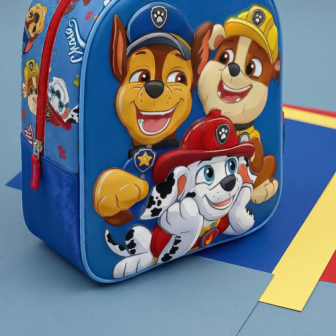 Mochila escolar infantil 3D da Patrulha Canina em poliéster e EVA, azul. 6/6