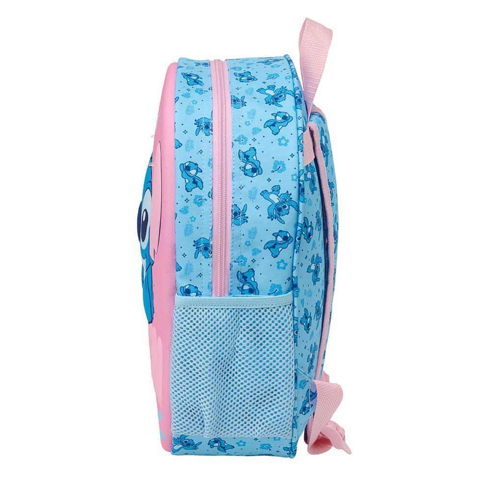 Mochila infantil Stitch 3D com LED e porta-garrafa - Rosa e Azul 4/4