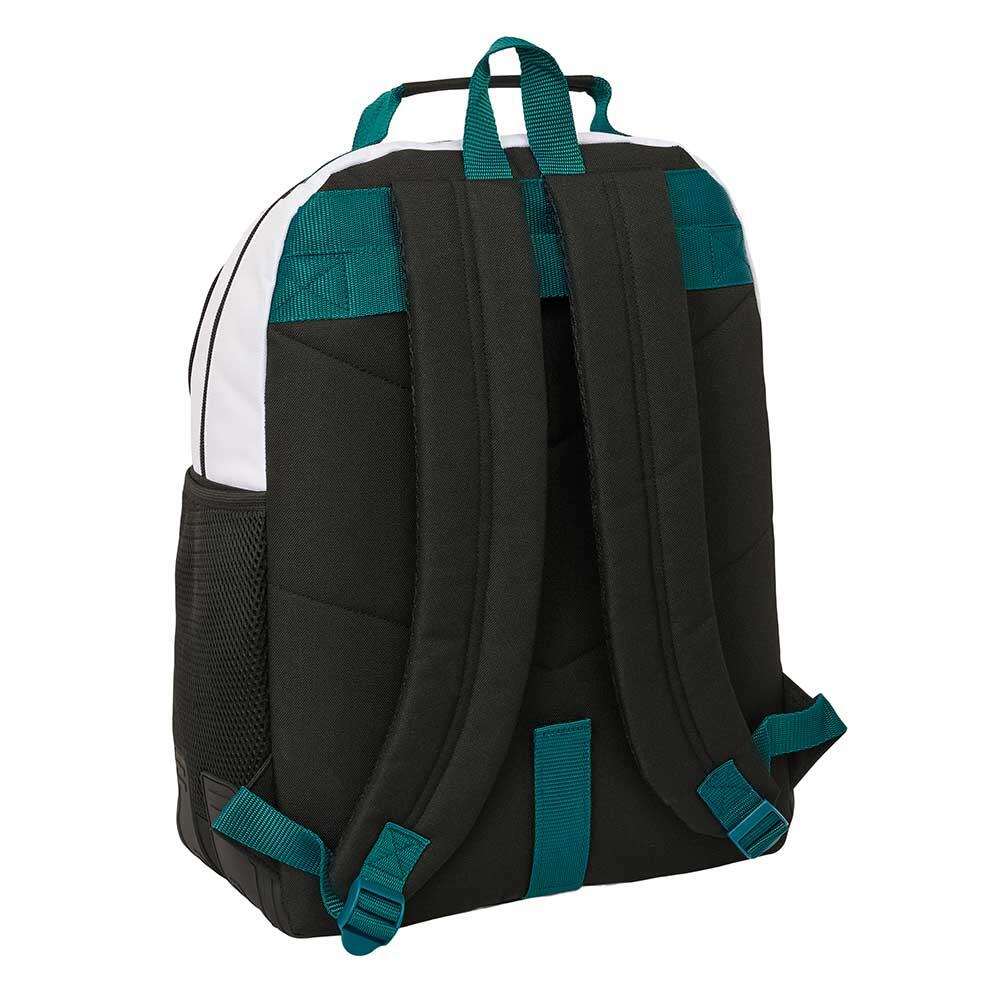 Mochila escolar dupla infantil do Real Madrid com bolso frontal, branca. 2/3