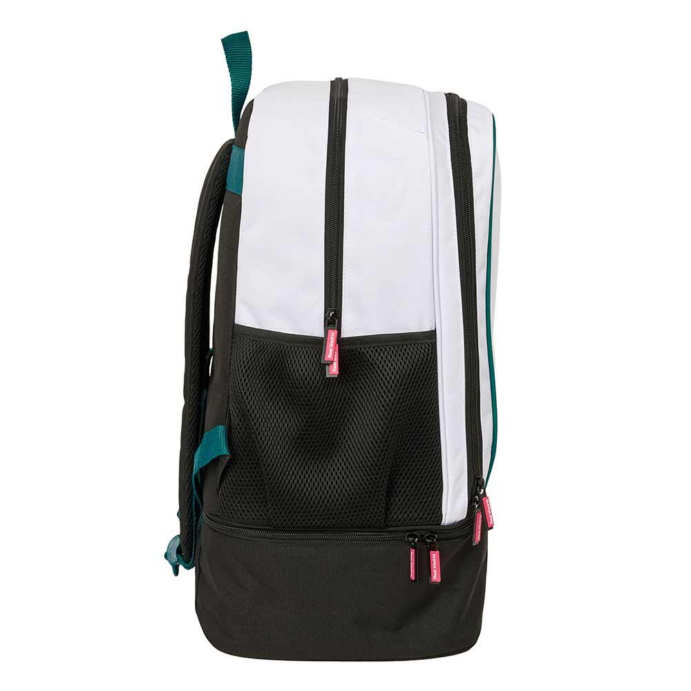 Mochila de treino do Real Madrid para adultos com porta-garrafa, branca e preta. 4/4