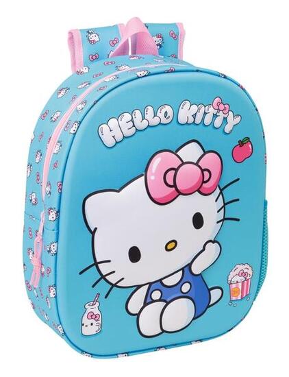 Sac à dos Hello Kitty 3D pour enfants avec porte-bouteille et poignées