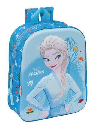 Mochila Guardería Infantil Frozen Adaptable a Carro con Cremallera Azul Claro