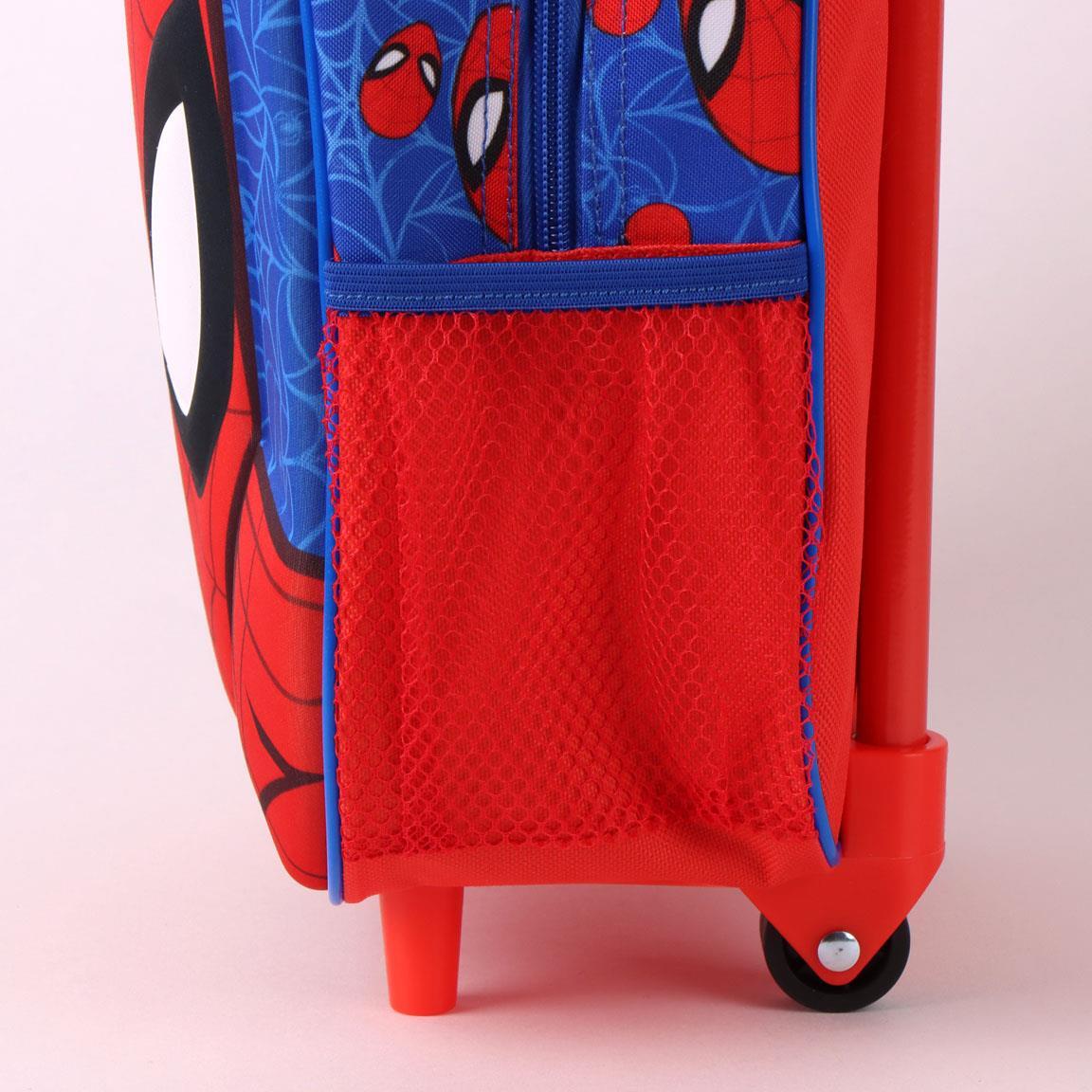 Mochila infantil com rodinhas e estampa do Homem-Aranha em poliéster 3D, azul. 5/6