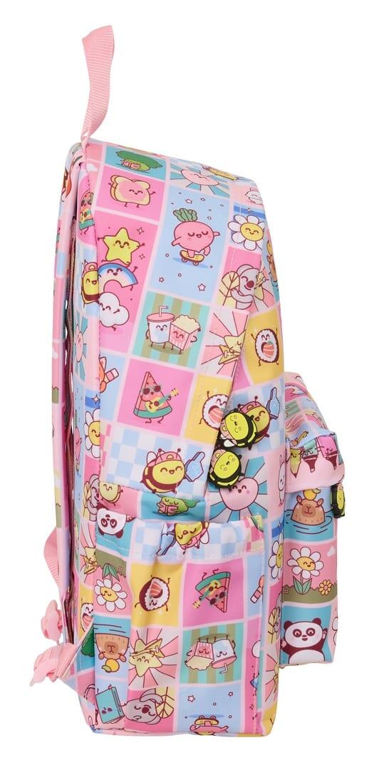 Mochila infantil Mr. Wonderful para laptop de 14,1" com bolso frontal, rosa. 3/4