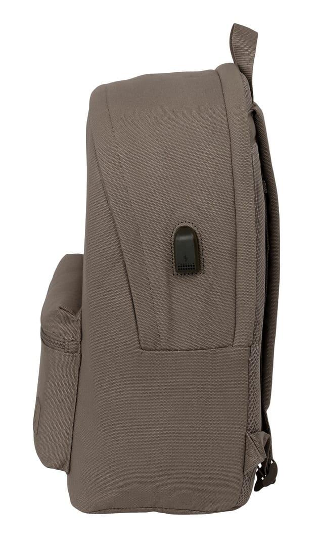 Mochila Vision para laptop adulto com porta USB e bolso frontal, cinza. 3/6