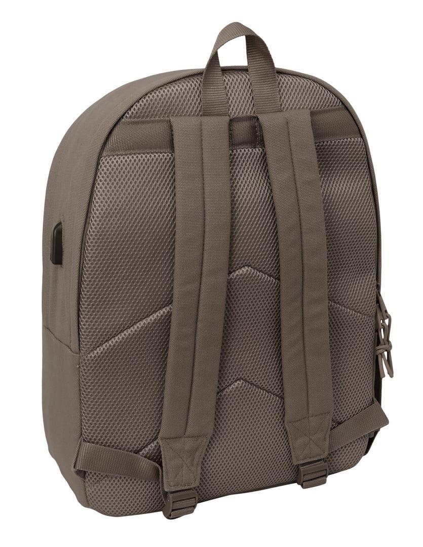 Mochila Vision para laptop adulto com porta USB e bolso frontal, cinza. 2/6