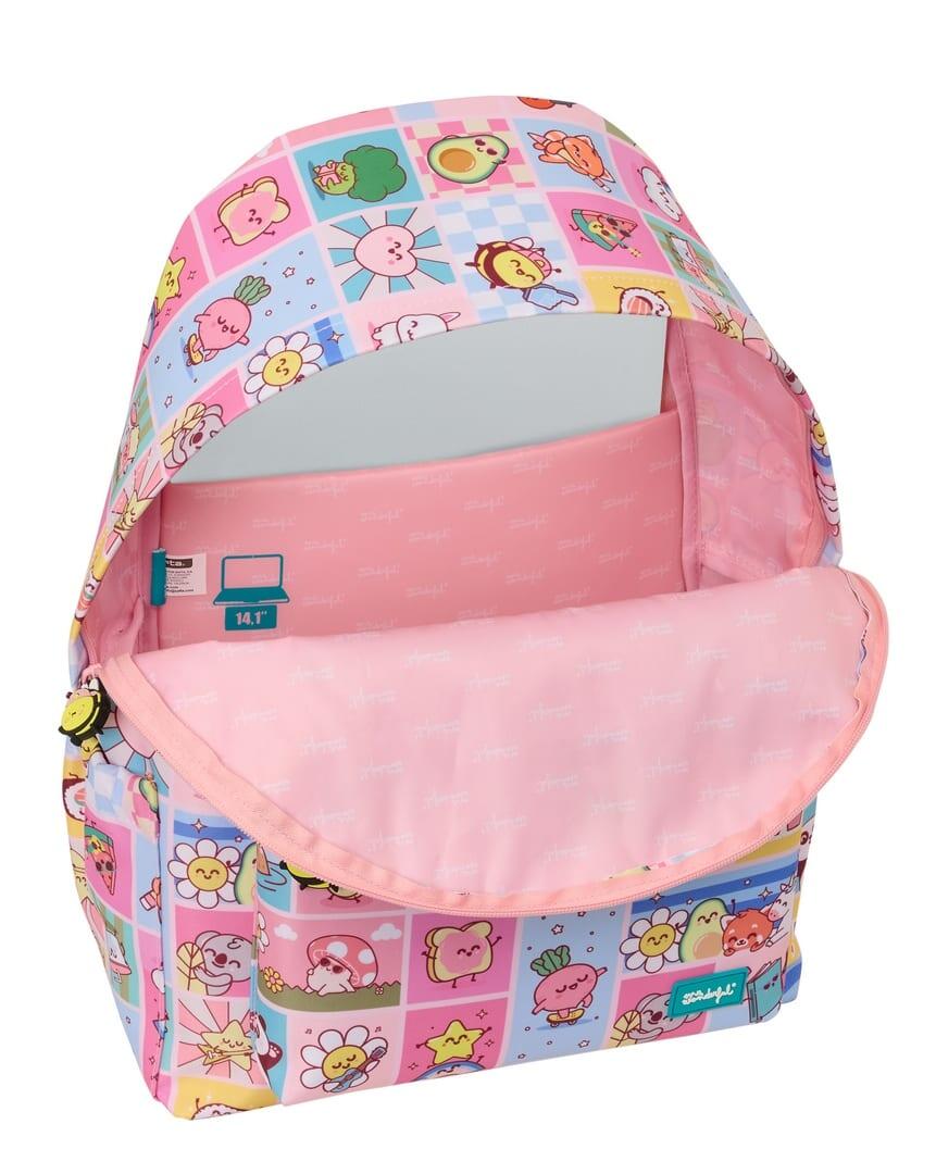 Mochila infantil Mr. Wonderful para laptop de 14,1" com bolso frontal, rosa. 4/4