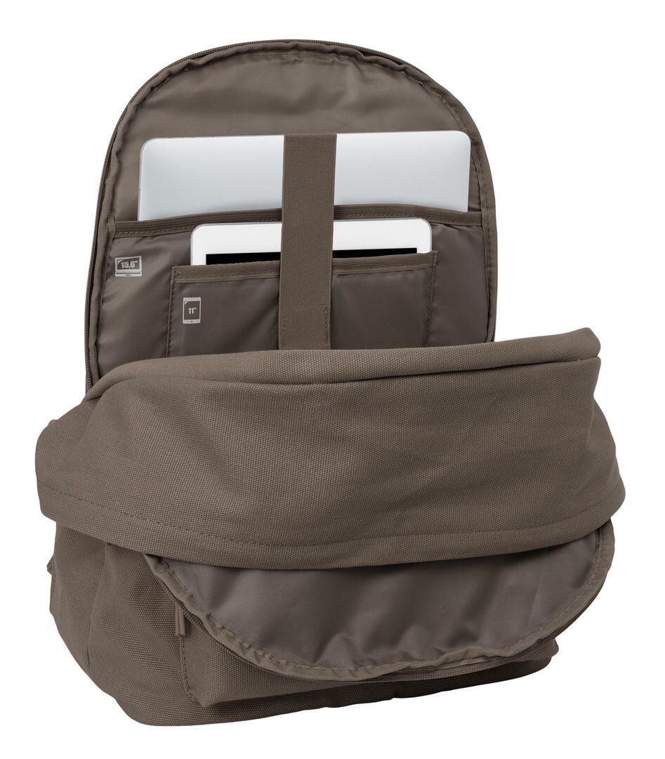 Mochila Vision para laptop adulto com porta USB e bolso frontal, cinza. 6/6