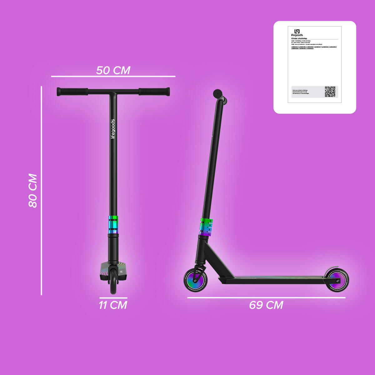 Stuntstep Pro X - t - stang - hic - 110mm - 100kg - regenboog 3/3
