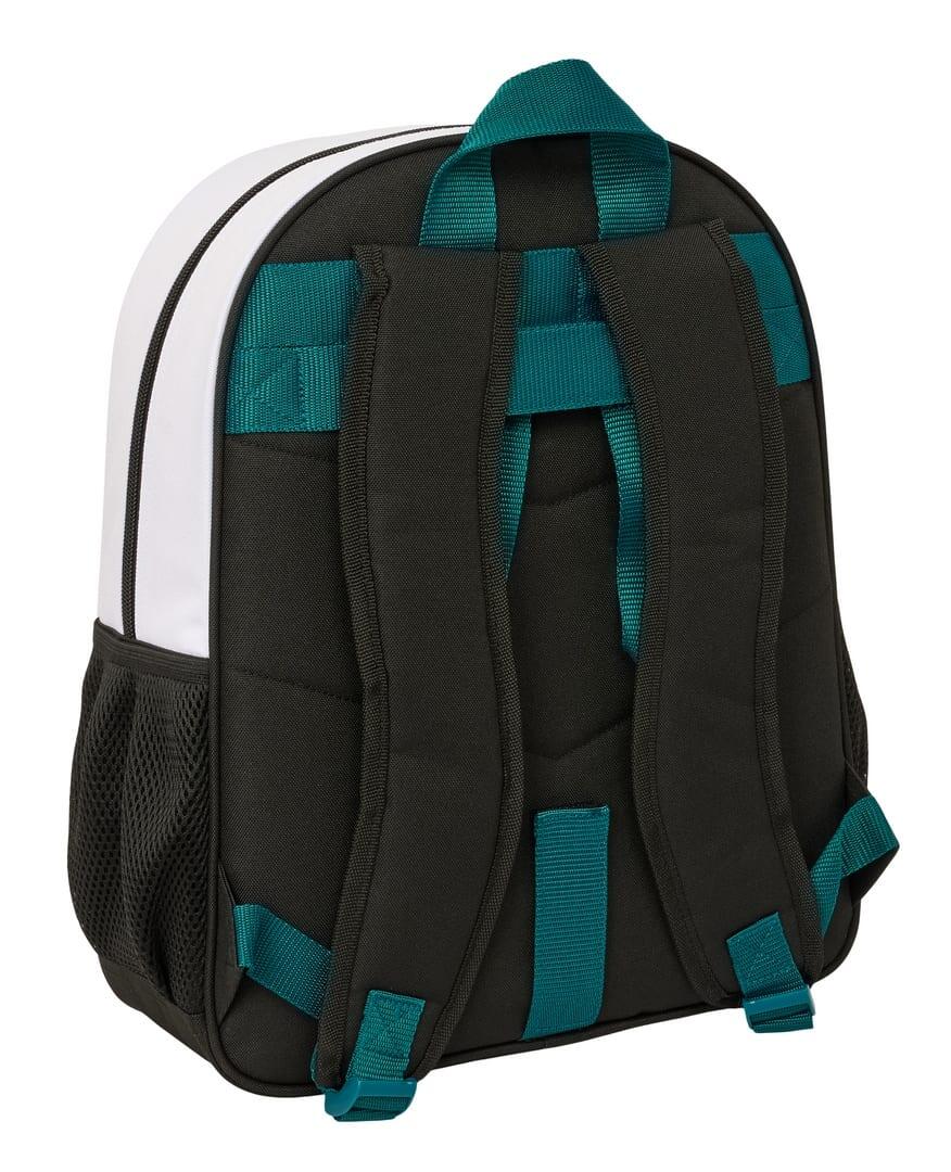 Mochila escolar infantil do Real Madrid, adaptável a carrinhos, com bolso 2/3