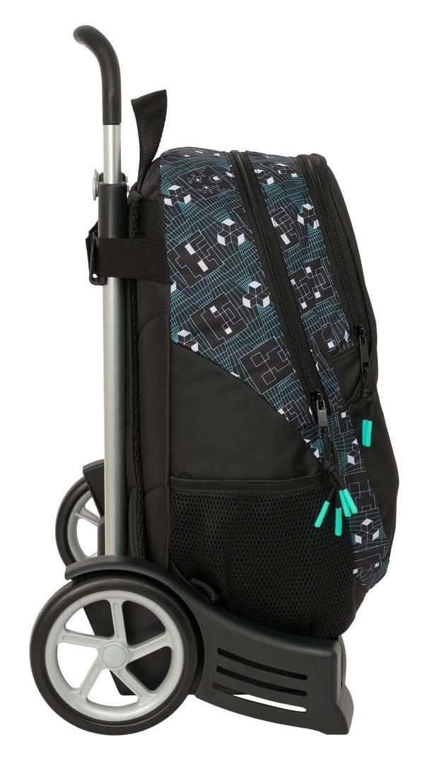 Mochila escolar infantil Minecraft com rodinhas e porta-garrafa - Preta 3/3