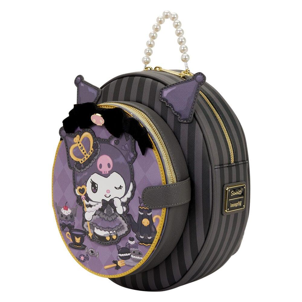 Mochila infantil Kuromi Hello Kitty 20º aniversário, 28 cm, preta e roxa. 3/4