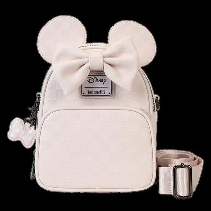 Sac à dos Minnie Mouse pour adulte avec poche avant, en cuir végétalien, rose